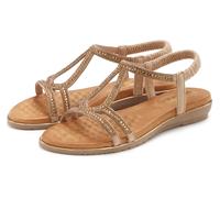 Sandale VIVANCE "Sandalette, Sommerschuh", Damen, Gr. 43, gold (goldfarben), Obermaterial: 100% Lederimitat. Decksohle: 100% Lederimitat. Futter: 100% Lederimitat. Laufsohle: 100% Synthetik, Glitzer,