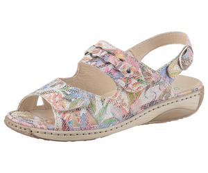 Sandale WALDLÄUFER "GARDA", Damen, Gr. 6,5, bunt (multicolor), Veloursleder, geblümt, Schuhe Sandale, Sommerschuh, Klettschuh, Sandalette in Bequemweite G (= weit) (68851352-6,5) multicolor
