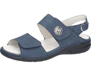 Sandale WALDLÄUFER "GUNNA", Damen, Gr. 3,5 (36), jeansblau, Nubukleder, unifarben, Basic, Schuhe Sandale, Sommerschuh, Komfortschuh, Sandalette in Bequemweite G (= weit) (13342420-3,5) jeansblau