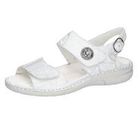 Sandale WALDLÄUFER "Gunna", Damen, Gr. 4 (37), weiß, Nubukleder, metallic, Schuhe Sandale, Sommerschuh, Sandalette, Keilabsatz, in bequemer Schuhweite G (36423466-4) weiß