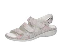 Sandale WALDLÄUFER "GUNNA", Damen, Gr. 4,5 (37,5), bunt (hellgrau multicolor), Veloursleder, metallic, Schuhe Sandale, Klettschuh, Riemchensandalette, Sommerschuh in Bequemweite G (46385442-4,5) hellg