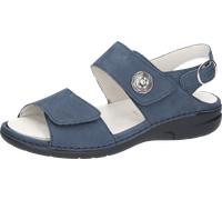 Sandale WALDLÄUFER "GUNNA", Damen, Gr. 6,5, jeansblau, Nubukleder, unifarben, Basic, Schuhe Sandale, Sommerschuh, Komfortschuh, Sandalette in Bequemweite G (= weit) (13342420-6,5) jeansblau