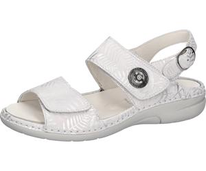 Sandale WALDLÄUFER "GUNNA", Damen, Gr. 6,5, weiß, Veloursleder, unifarben, Basic, Schuhe Sandale, Sommerschuh, Komfortschuh, Sandalette in Bequemweite G (= weit) (72523910-6,5) weiß