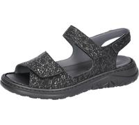 Sandale WALDLÄUFER "H-JOLINE", Damen, Gr. 5 (38), schwarz, Nubukleder, gemustert, Schuhe Sandale, Sommerschuh, Klettschuh, Bequemschuh in Komfortweite H (= sehr weit) (33104159-5) schwarz