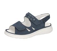 Sandale WALDLÄUFER "H-JOLINE", Damen, Gr. 5,5 (38,5), jeansblau, Nubukleder, unifarben, Basic, Schuhe Sandale, Sommerschuh, Klettschuh in Komfortweite H (= sehr weit) (24619969-5,5) jeansblau
