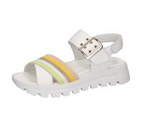 Sandale WALDLÄUFER "H-NELE", Damen, Gr. 6,5, weiß (weiß kombiniert), Nappaleder, kontrastfarbene Details, Schuhe, Sommerschuh, Riemchensandalette, Klettschuh, Plateausandale in H-Weite (86647740-6,5) 