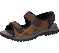 Sandale WALDLÄUFER "H-Taro", Herren, Gr. 10 (44,5), braun (dunkelbraun), Nubukleder, Basic, Schuhe Sandale, Sommerschuh, Klettschuh, Freizeitsandale, mit Profilsohle, H-Weite (53577036-10)