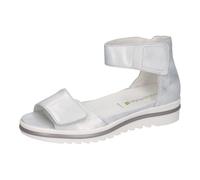 Sandale WALDLÄUFER "HAKURA", Damen, Gr. 4,5 (37,5), silber (silberfarben), Nappaleder, metallic, Schuhe Sandale, Sommerschuh, Sandalette, Keilabsatz, in Komfortweite H (= sehr weit) (58221948-4,5) sil