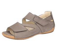 Sandale WALDLÄUFER "HELIETT", Damen, Gr. 3,5 (36), grau (taupe), Nubukleder, unifarben, Schuhe Sandale, Keilsandalette, Sommerschuh, Komfortschuh, Klettverschlüsse, H-Weite (22736533-3,5) taupe