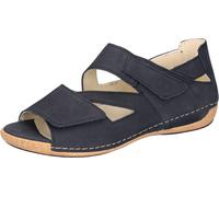 Sandale WALDLÄUFER "HELIETT", Damen, Gr. 4 (37), blau (dunkelblau), Nubukleder, unifarben, Schuhe Sandale, Keilsandalette, Sommerschuh, Komfortschuh, Klettverschlüsse, H-Weite (49904662-4) dunkelblau