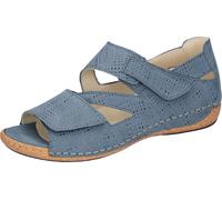 Sandale WALDLÄUFER "HELIETT", Damen, Gr. 4,5 (37,5), blau (jeansblau), Nubukleder, unifarben, Schuhe Sandale, Keilsandalette, Sommerschuh, Komfortschuh, Klettverschlüsse, H-Weite (98142245-4,5) jeansb
