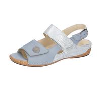 Sandale WALDLÄUFER "HELIETT", Damen, Gr. 7 (40,5), Leder, blau (hellblau), Nubukleder, Veloursleder, metallic, Basic, Schuhe Sandale, Sommerschuh, Klettschuh, Keilabsatz, in Komfortweite H (= sehr wei