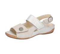 Sandale WALDLÄUFER "HELIETT", Damen, Gr. 7 (40,5), silber (hellgrau, silberfarben), Nubukleder, Veloursleder, metallic, Basic, Schuhe Sandale, Sommerschuh, Klettschuh, Keilabsatz, in Komfortweite H (=