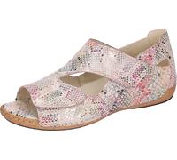 Sandale WALDLÄUFER "Heliett", Damen, Gr. 8,5 (42,5), rosa (rosé multi), Veloursleder, Reptilienprägung, metallic, Schuhe Sandale, Sommerschuh, Sandalette, Keilabsatz, geschlossene Ferse, H-Weite (6848