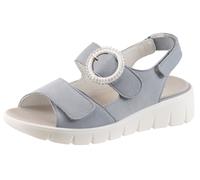 Sandale WALDLÄUFER "K-ADEA", Damen, Gr. 5 (38), grau (hellblau), Nubukleder, unifarben, Schuhe Sandale, Sommerschuh, Keilsandalette mit Klettverschlüssen, K-Weite (96387311-5) hellblau