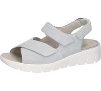 Sandale WALDLÄUFER "K-ADEA", Damen, Gr. 6 (39), grau (hellgrau), Veloursleder, unifarben, Basic, Schuhe Sandale, Keilsandalette, Sommerschuh, Bequemschuh, Klettverschlüsse, K-Weite (24043164-6) hellgr