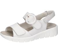 Sandale WALDLÄUFER "K-ADEA", Damen, Gr. 6 (39), weiß (sanftes weiß), Nubukleder, unifarben, Schuhe Sandale, Sommerschuh, Keilsandalette mit Klettverschlüssen, K-Weite (95356904-6) sanftes weiß
