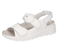 Sandale WALDLÄUFER "K-ADEA", Damen, Gr. 8 (42), weiß, Nappaleder, unifarben, Schuhe Sandale, Bequemschuh, Komfortschuh mit 3 Klettverschlüssen, K-Weite (11597069-8) weiß