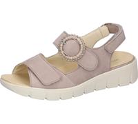 Sandale WALDLÄUFER "K-ADEA", Damen, Gr. 9 (43), taupe, metallicschimmer, Nubukleder, unifarben, Schuhe Sandale, Sommerschuh, Keilsandalette mit Klettverschlüssen, K-Weite (32870531-9) taupe, metallics