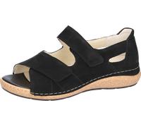 Sandale WALDLÄUFER "K-Heliett", Damen, Gr. 4,5 (37,5), schwarz, Nubukleder, unifarben, Schuhe Sandale, Sommerschuh, Sandalette, Keilabsatz, in Komfortweite K (= extraweit) (49973011-4,5) schwarz