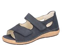 Sandale WALDLÄUFER "K-Heliett", Damen, Gr. 8,5 (42,5), blau (dunkelblau), Nubukleder, unifarben, Schuhe Sandale, Sommerschuh, Sandalette, Keilabsatz, in Komfortweite K (= extraweit) (36743927-8,5) dun