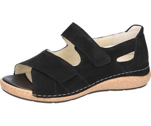 Sandale WALDLÄUFER "K-Heliett", Damen, Gr. 9 (43), schwarz, Nubukleder, unifarben, Schuhe Sandale, Sommerschuh, Sandalette, Keilabsatz, in Komfortweite K (= extraweit) (49973011-9) schwarz