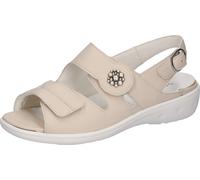Sandale WALDLÄUFER "KARA Soft", Damen, Gr. 6,5, creme, Nappaleder, Textil, unifarben, Basic, Schuhe Sandale, Sommerschuh, Keilsandalette mit Orthotritt-Funktion, Extraweite K (34973548-6,5) creme