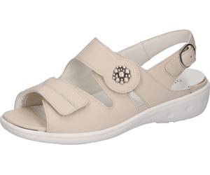 Sandale WALDLÄUFER "KARA Soft", Damen, Gr. 6,5, creme, Nappaleder, Textil, unifarben, Basic, Schuhe Sandale, Sommerschuh, Keilsandalette mit Orthotritt-Funktion, Extraweite K (34973548-6,5) creme
