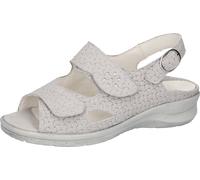 Sandale WALDLÄUFER "MERLE", Damen, Gr. 5 (38), hellgrau, silberfarben, Nubukleder, Textil, Flechtoptik, unifarben mit Farbeinsatz, Basic, Schuhe Sandale, Sommerschuh mit Klett- und Druckknopfverschlus