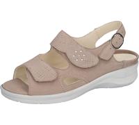 Sandale WALDLÄUFER "MERLE", Damen, Gr. 5, beige (beige, silberfarben), Nubukleder, Basic, Schuhe, Sommerschuh, Komforschuh, Bequemschuh mit Klettverschlüsse, M-Weite (35896104-5) beige, silberfarben