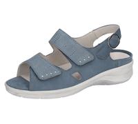 Sandale WALDLÄUFER "MERLE", Damen, Gr. 8 (42), blau (jeansblau), Nubukleder, Schuhe Sandale, Komfortschuh mit Klettverschlüsse und Druckknopf, M-Weite (16751854-8) jeansblau