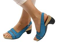 Sandalen Blockabsatz Elegant Freizeit Bequeme Offener Zeh Sommer Sandaletten Retro Slip-On Sandalen mit Schnalle Sexy Sandalen mit Absatz Sommerschuhe