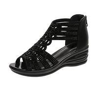 Sandalen Damen 40 Keilabsatz Atmungsaktive Freizeit Vintage Sommerschuhe Böhmen Bequem Plattform Strand Sandale Sexy Römersandalen Keilsandaletten Sandalen Damen 38 Leicht Ledersandalen