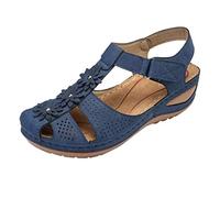 Sandalen Damen 40 Plateau Sommer Freizeit Bequem Plateau Schuhe Sexy Vintage Keilabsatz Sandaletten rutschfest Wandersandalen Sommerschuhe Damen Sandalen Schwarz Böhmen Ledersandalen