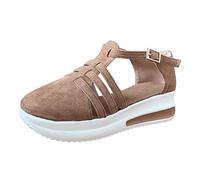 Sandalen Damen Elegant Keilabsatz Atmungsaktive Bequem Retro Strand Sandale Freizeit Vintage Plateau Damenschuhe Sommer Ledersandalen Römersandalen Sandalen Damen Böhmen Strandsandalen