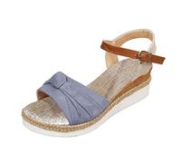 Sandalen Damen Elegant Keilabsatz Bequem Böhmen Sommer Damenschuhe Vintage Retro Plateau Strand Sandale Atmungsaktive Keilsandaletten Pantoletten Schuhe Damen Sandalen Schwarz Leicht Sommerschuhe