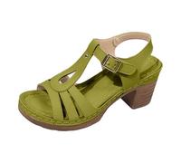 Sandalen Damen Elegant mit Absatz - Pumps Ausgehöhlte Bequem Orthopädische Freizeit Offene Zehe Strandsandalen mit Weite H Fischmaul Mit Knöchelriemen Chunky Outdoor Modische Tanzschuhe