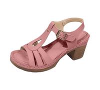 Sandalen Damen Elegant mit Absatz - Pumps Ausgehöhlte Bequem Orthopädische Freizeit Offene Zehe Strandsandalen mit Weite H Fischmaul Mit Knöchelriemen Chunky Outdoor Modische Tanzschuhe