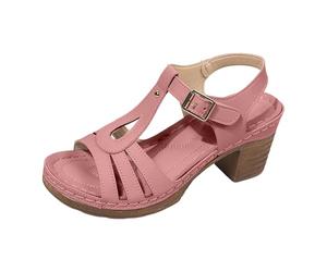 Sandalen Damen Elegant mit Absatz - Pumps Ausgehöhlte Bequem Orthopädische Freizeit Offene Zehe Strandsandalen mit Weite H Fischmaul Mit Knöchelriemen Chunky Outdoor Modische Tanzschuhe