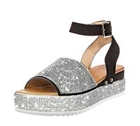 Sandalen Damen Elegant Plattform Sexy Vintage Sommer Plateau Schuhe Leicht Freizeit Keilabsatz Sommerschuhe Retro Ledersandalen Strandsandalen Sandalen Damen 38 Atmungsaktive Römersandalen