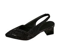 Sandalen Damen Elegant, Slingback Sommer Slingpumps Damen Ballerina Mit Absatz Elegant Faux Leder Riemchen Damenschuhe Sandalen Frühling Kitten Heels Riemchenpumps Festliche Schuhe