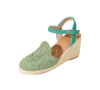 Sandalen Damen Espadrilles Plateau Wedges Sandaletten mit Geschlossene Keilabsatz Sommerschuhe Sommer Pumps Frauen Schuhe Stilvoll und Elegant Damensandalen Keilsandalen Sommersandalen