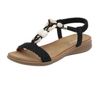 Sandalen Damen Flats Bequeme Sommer Formale Frauen Sandalen Casual Gladiator Walking Flats, Schwarz, 43 EU