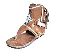 Sandalen Damen High Top RöMersandalen Mit Retro-Ethno-Stil Fransen Pumps VerschleißFest Zehensandalen Anti-Slip Peeptoe Sandalette Strandschuhe Atmungsaktiv Sommerschuhe Freizeitsandalen