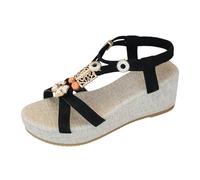 Sandalen Damen Keilsandalen Damen Goldene Schuhe Keilsandaletten Keilpumps Keilabsatz Sommer 38 Schick Elegant Weiß Kork Absatz Pantoletten Mit Fussbett Flexibel Plateau Espadrilles Größe Schwarze