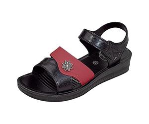 Sandalen Damen Komfortable Mit Dicken Sohlen Bequeme Weiche Ledersandalen Modische Vielseitige Outdoor-Strandsandalen Walking Fußbett Slingback Größe 44 Sommer Schuhe 43 Bequem Weich Für Rot 39