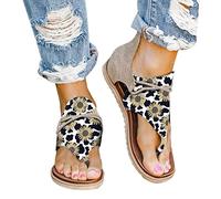 Sandalen Damen mit Absatz Orthopädische Peeptoe Elegante Slipper Plateau Keilabsatz Pantoletten Damen mit Fussbett mit Absatz Riemen Strand Hausschuhe Orthopädische Sandalen Sommerschuhe Slides K954