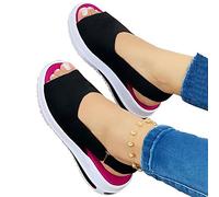 Sandalen Damen mit Absatz Retro Damen Sommer Rom Farbe Glitzer Strass Kreuzgurt Flache Frauen Strandsandalen Pantoletten Römersandalen Sandaletten Flip Flops Hausschuhe Slipper Sommerschuhe J259