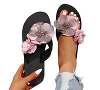 Sandalen Damen mit Absatz RöMisch Atmungsaktiv Strasssteine Glitzer Offene Flache Schuhe Freizeit Flach Sandalette Flip Flop Leicht Sommer Sandalette Badesandalen Badeschuhe Badelatschen
