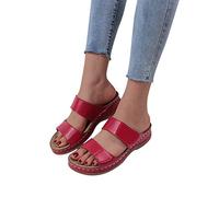 Sandalen Damen mit Absatz Sandale Damen Sommer Kirsche Muster Offene Frauen Slides Hausschuhe Strandsandalen Sandaletten Flip Flops Römersandalen Pantoletten Slipper Sommerschuhe Absatzschuhe J334